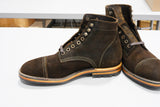The Richmond Stitchdown - Dark Olive Waxed Rough-out (618) Worn